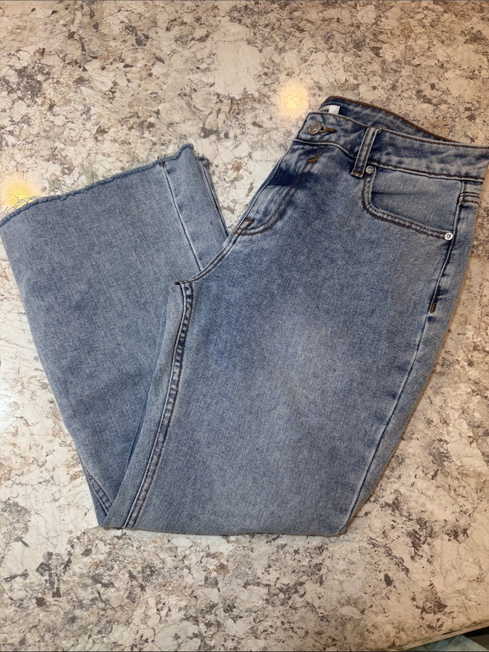 Vigoss Womens Marley Crop Boot Jeans 29 Mid Rise Stretch Raw Hem Light